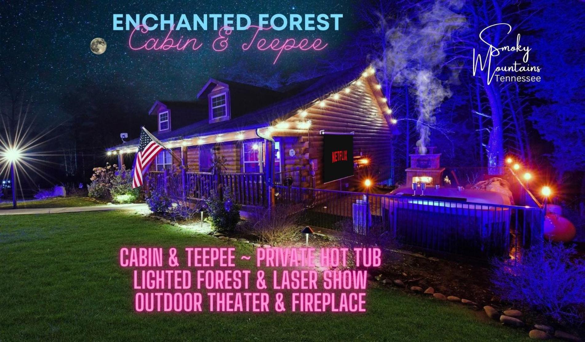 Enchanted Forest Cabin And Teepee! Lights & Laser Show! Private Hot Tub! Unique Stay! Sevierville Zewnętrze zdjęcie